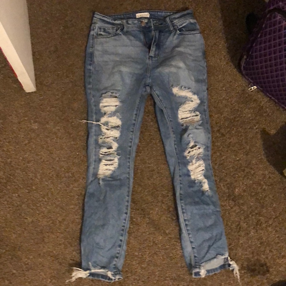 Blue ripped jeans